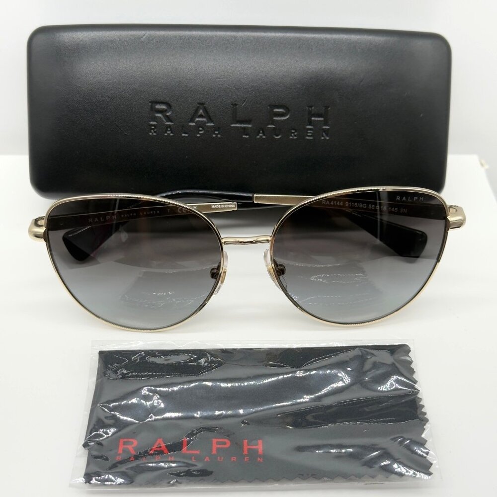 Ralph Lauren Sunglasses RA4144 9116/8G Shiny Gold Frames Gray Gradient Lenses